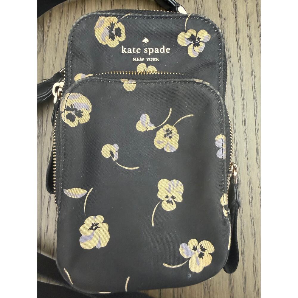 Kate Spade Nylon Floral Crossbody Phone Bag Black - Picture 4 of 12